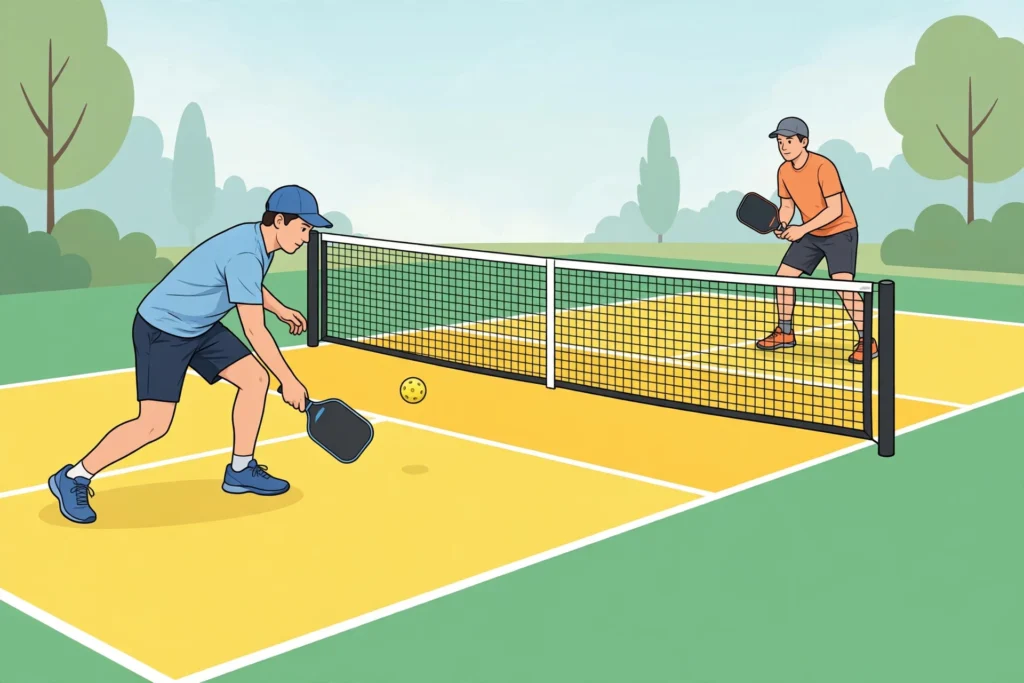 Pickleball player stepping into the kitchen for a dink — when can you step in the kitchen in pickleball